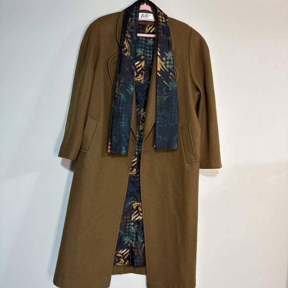 Billi By Billycoat Womens Brown Trench Coat Wool Blend Button Front Peak Lapel - Picture 11 of 16